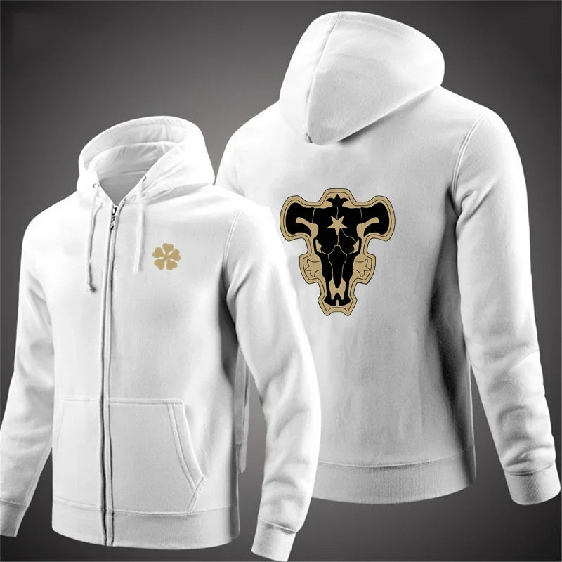 Fashion Casual Black Clover Black Bulls Zipper Hoodie Hip Hop Street Wear Sweatshirts Skateboard Men/Woman Pullover Hoodies