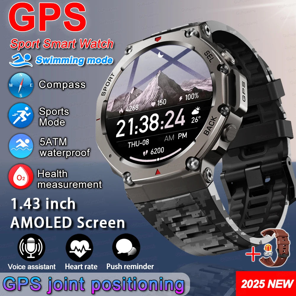 T-Rex 3 Ultra GPS Smart Watch 5 ATM Waterproof Built-in Dual-band GNSS Compass Military 170+ Sport Smartwatch Men 2025 New Watch
