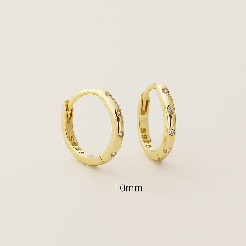 WANTME 925 Sterling Silver Fashion Simple Piercing Ear Closure Statement Stacked Ear Hoop Earrings for Women Huggies Jewelry