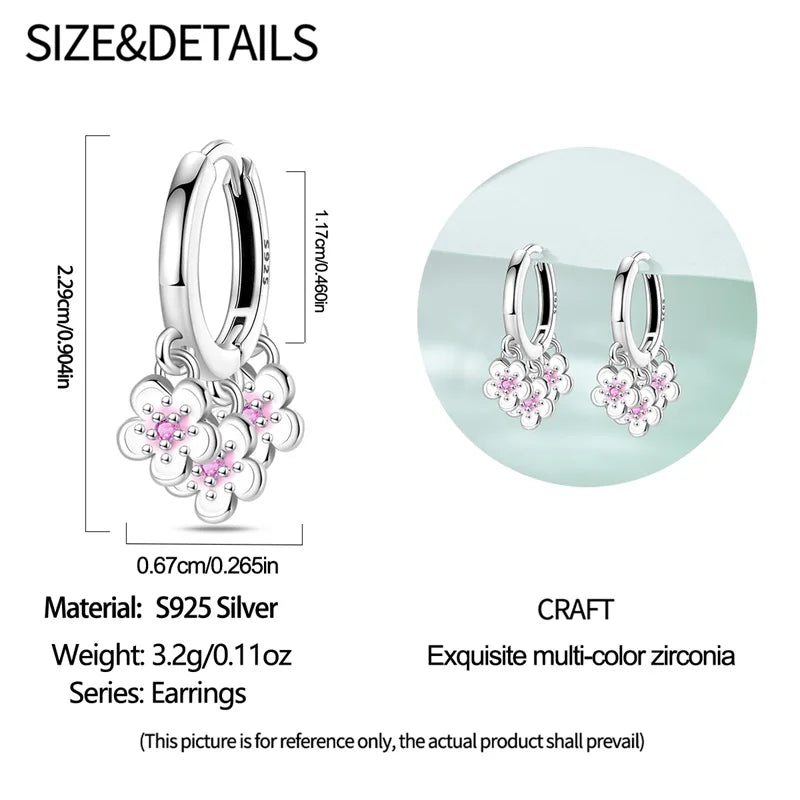 Earrings For Womens 925 Silver Color Pink Rainbow Horse Bear Bee Double Hoop Earrings Fine Engagement Anniversary Jewelry Gifts