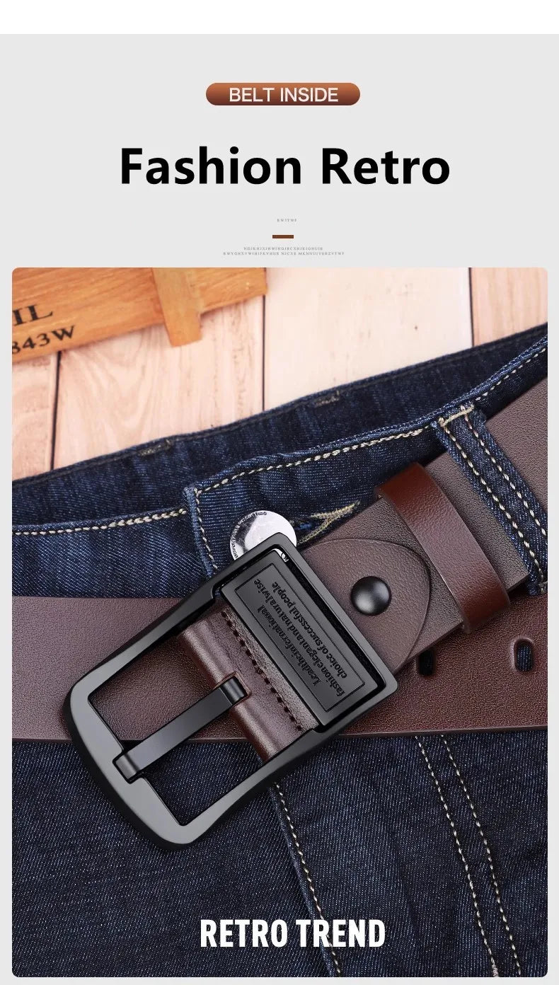 Leather Men's Belt Fashion Metal Alloy Pin Buckle Adult Luxury Brand Jeans Business Casual Waist Male Strap Brand