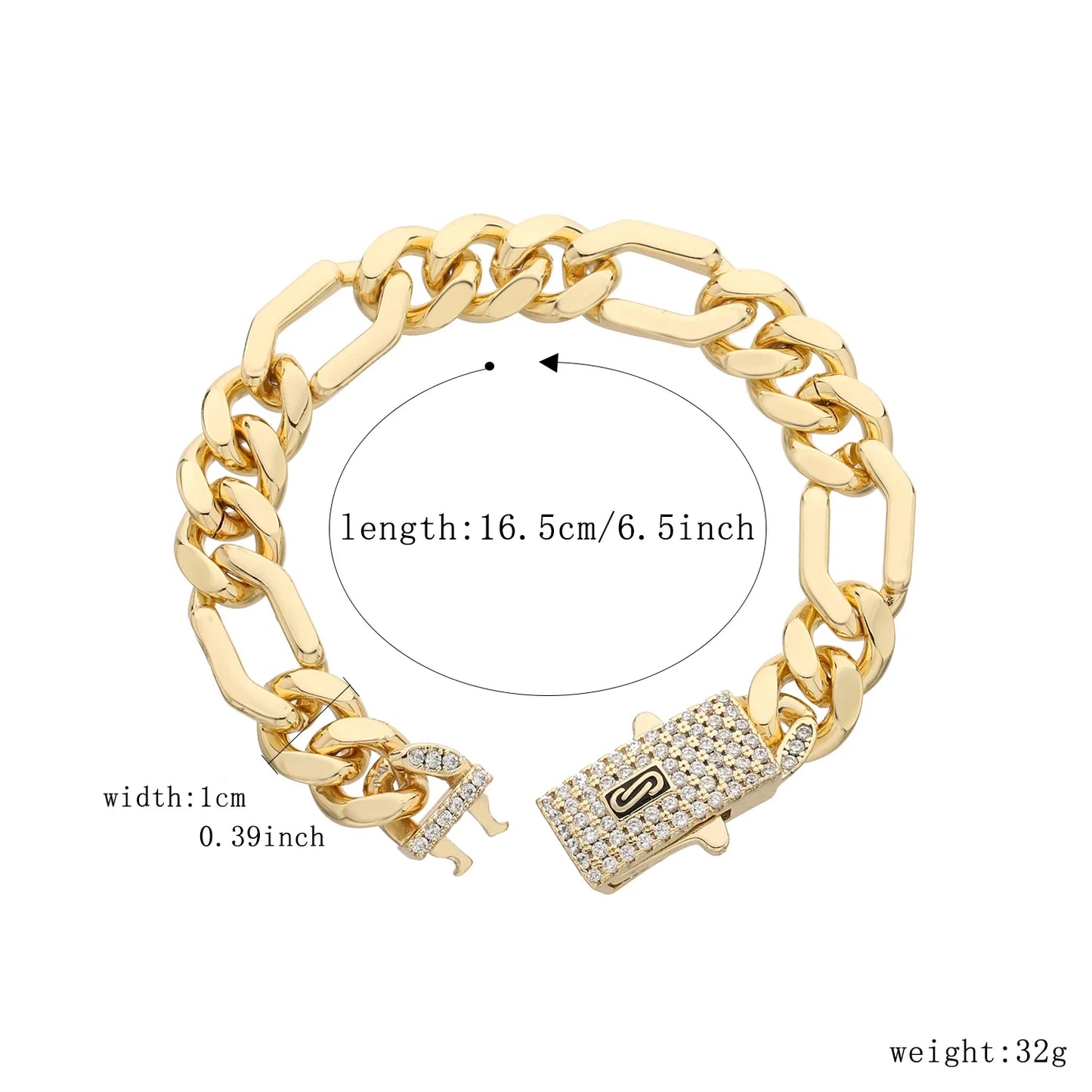 14K Monaco new chain for men and women, brass, cubic zirconia, fashionable Monaco bracelet for men and women