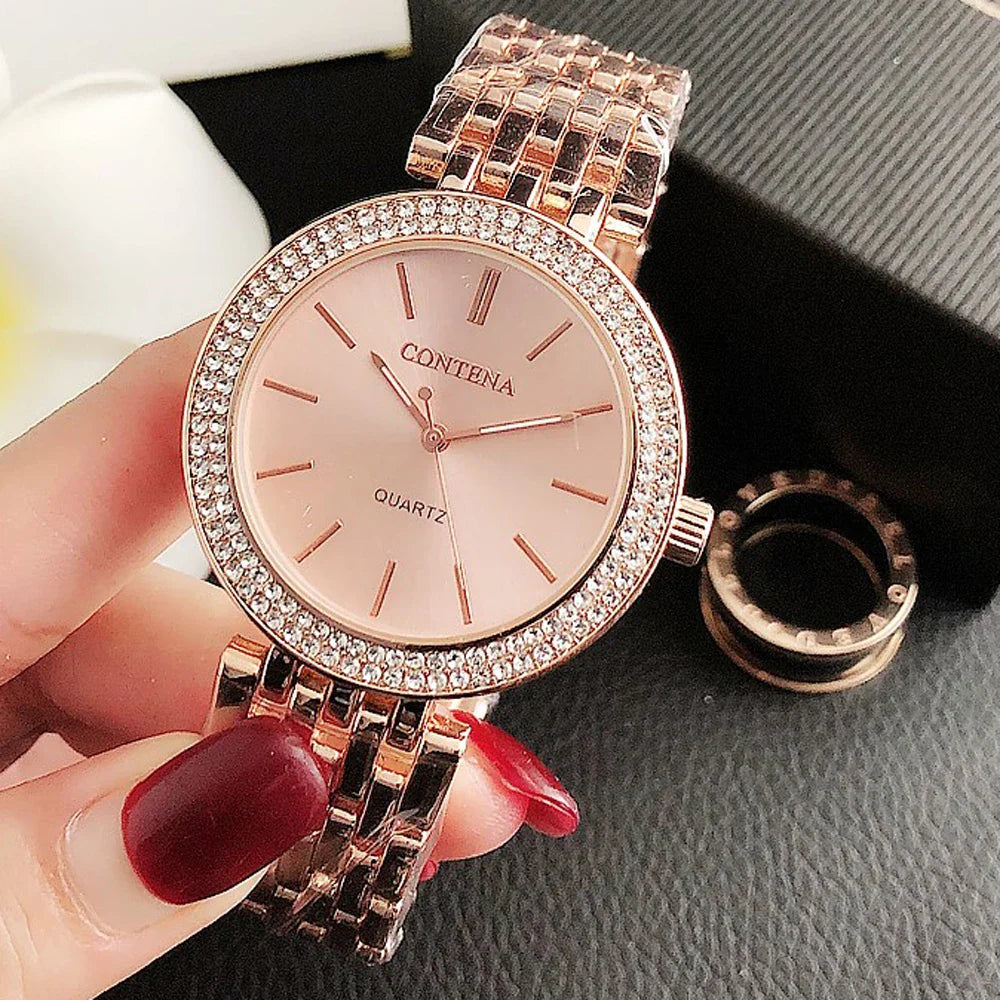 Luxury Rhinestone Watch Top Brand Women Watches Fashion Gold Women's Watches Stainless Steel Ladies Watch Clock Gifts for Women