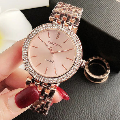 Luxury Rhinestone Watch Top Brand Women Watches Fashion Gold Women's Watches Stainless Steel Ladies Watch Clock Gifts for Women