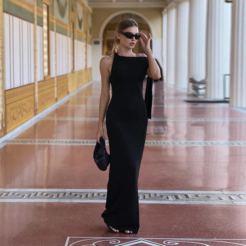 Evening Dresses: Long Dress Fashionable Style Simple Tie up Dress Women