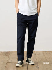 Comfortable Tapered Chinos Pants Men 250gsm Fabric Classical Trousers