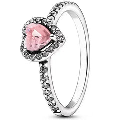 Classic 925 sterling silver ring with shiny red heart zircon ring fit charming ladies DIY