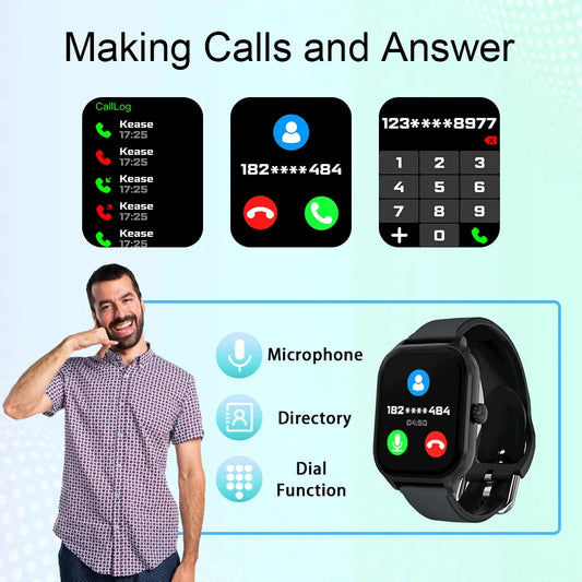 Smart Watch 2026 Men Women Full Touch Screen Sport Fitness Smartwatch Bluetooth For Android IOS Passometer Information Display