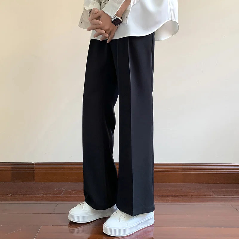 Men Fashion Social Mens Dress Pants Korean Loose Bell-bottoms Pants Men