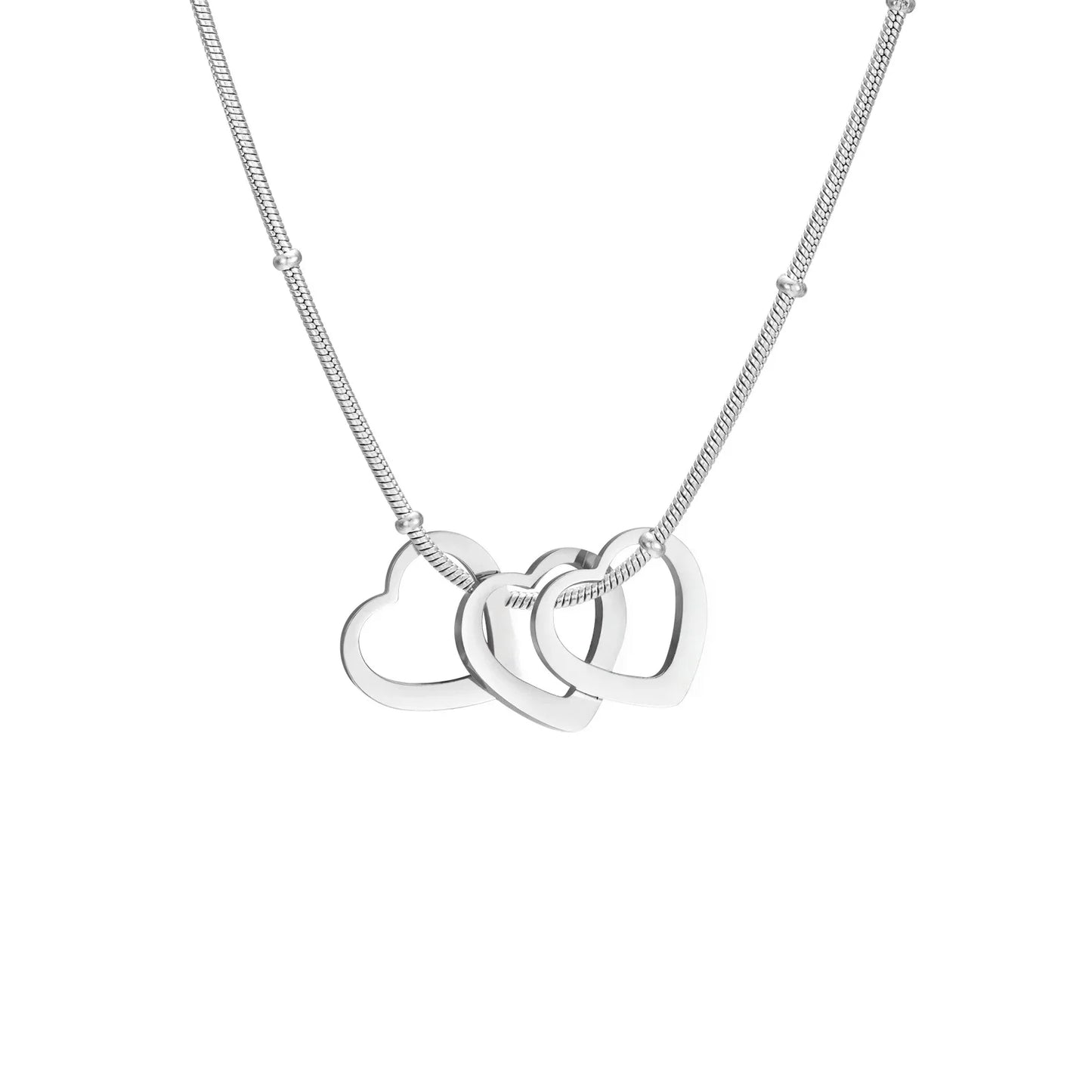 Amaxer Personalized Family Name Necklace With 1-4 Hearts for Mother Custom Mother's Day and Valentine's Day Gift