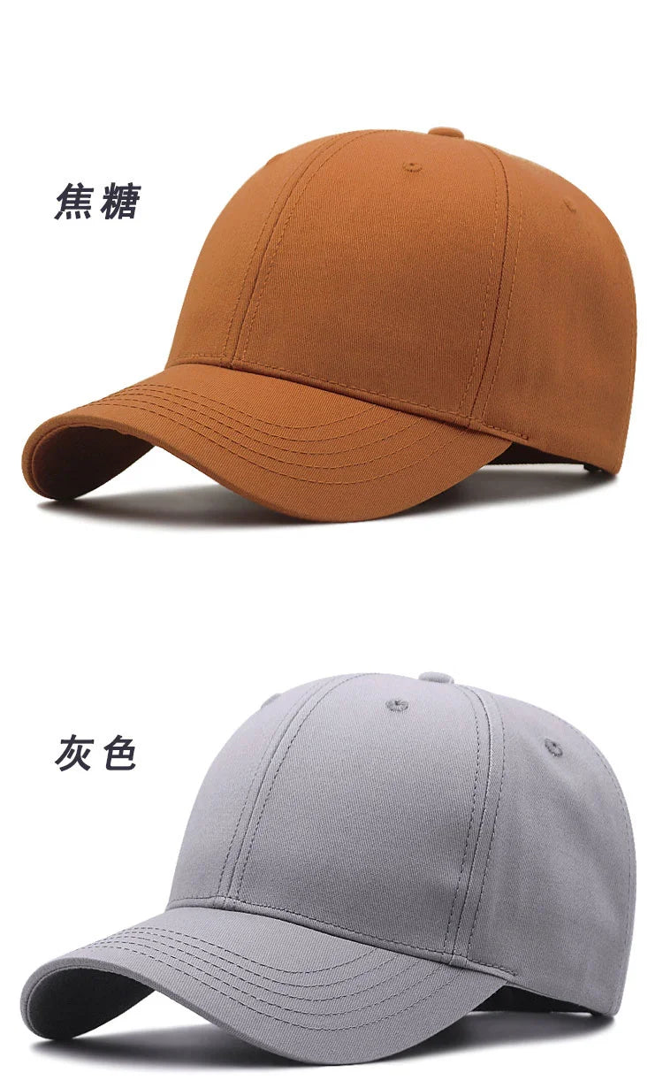 Hard Cotton Big Size Baseball Hat Woman Solid Color Sun Cap Hiphop Man Plus Size