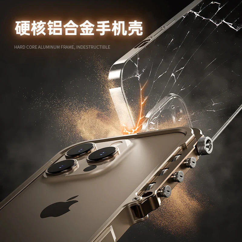 Armored Metal Frame Phone Case for iPhone 16 15 17 Pro Max Plus 17promax Anti Drop and Aluminum Alloy Frame Phone Case