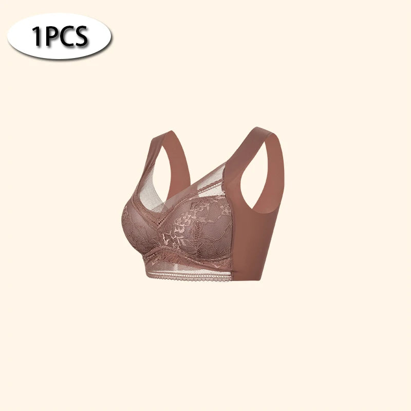 Women Large Push Up Ice Silk Seamless upper Bralette Lace Wireless