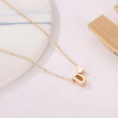 Tiny Heart Dainty Initial Necklace Gold Silver Color Letter Name Choker  For Women