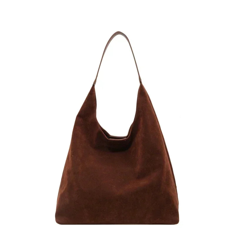 Women's Bag Large Capacity Suede Shoulder Bag Solid Color