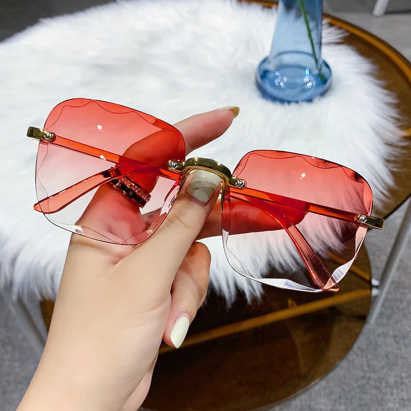 Sunglasses for Women Rimless Gradient Ocean Lens Female Male Eyeglasses