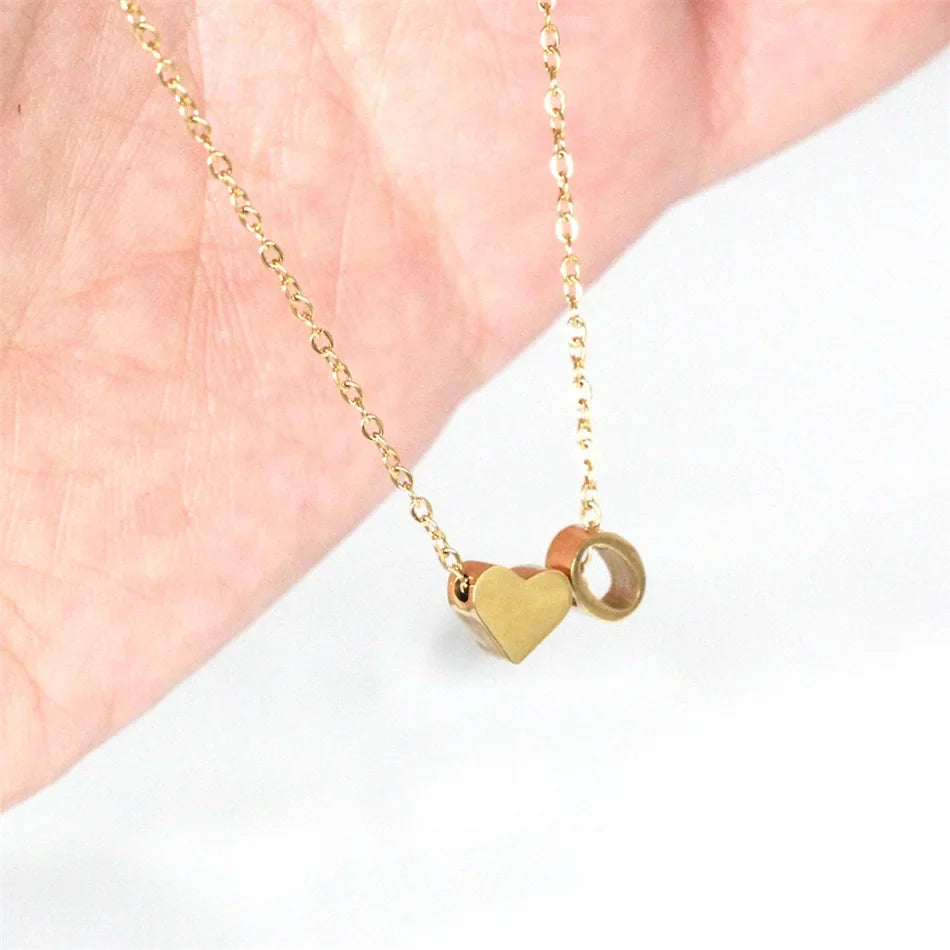 eManco 6MM Heart Dainty Initial DIY Necklace Gold Color Letter Choker Necklace For Women Pendant Jewelry Gift