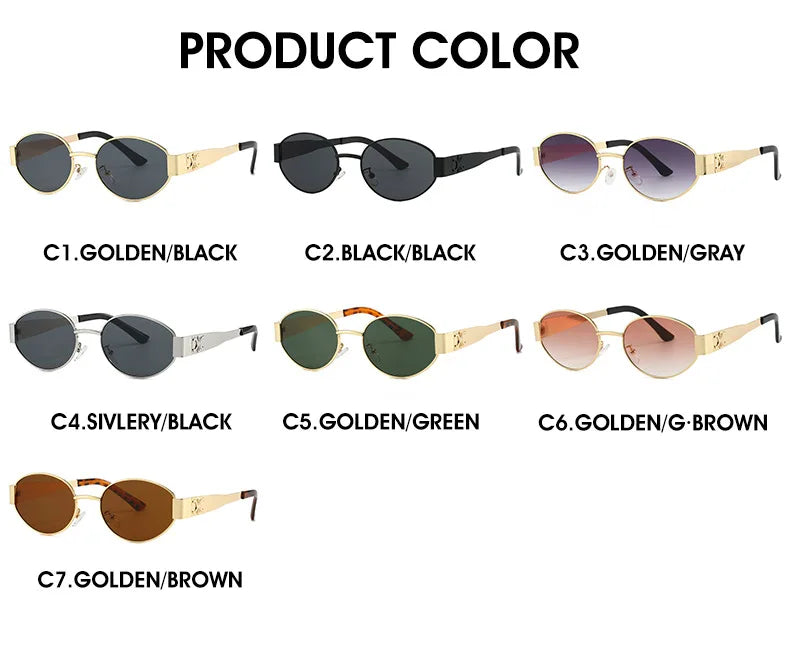 New Oval Frame Fashionable Sunglasses Metal Frame Personalized Sunglasses Ins Trendy Sunglasses For Friend Gifts