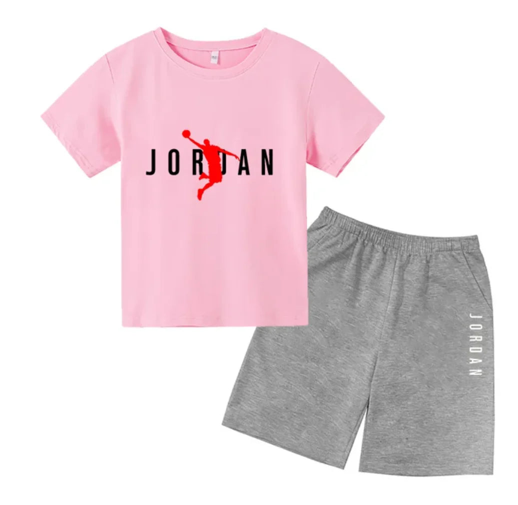 Basketball star Printing Children's T-shirt Tops +Shorts Fashion Leisure Clothing Toddler 3-12 Year Boys Girls Round neck Set
