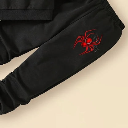 Spring Baby Girls Clothes Set Kid Boy Red Spider Printed Sweatshirts Pullover Top and Pants 2 Pieces Suit Children Tracksuit