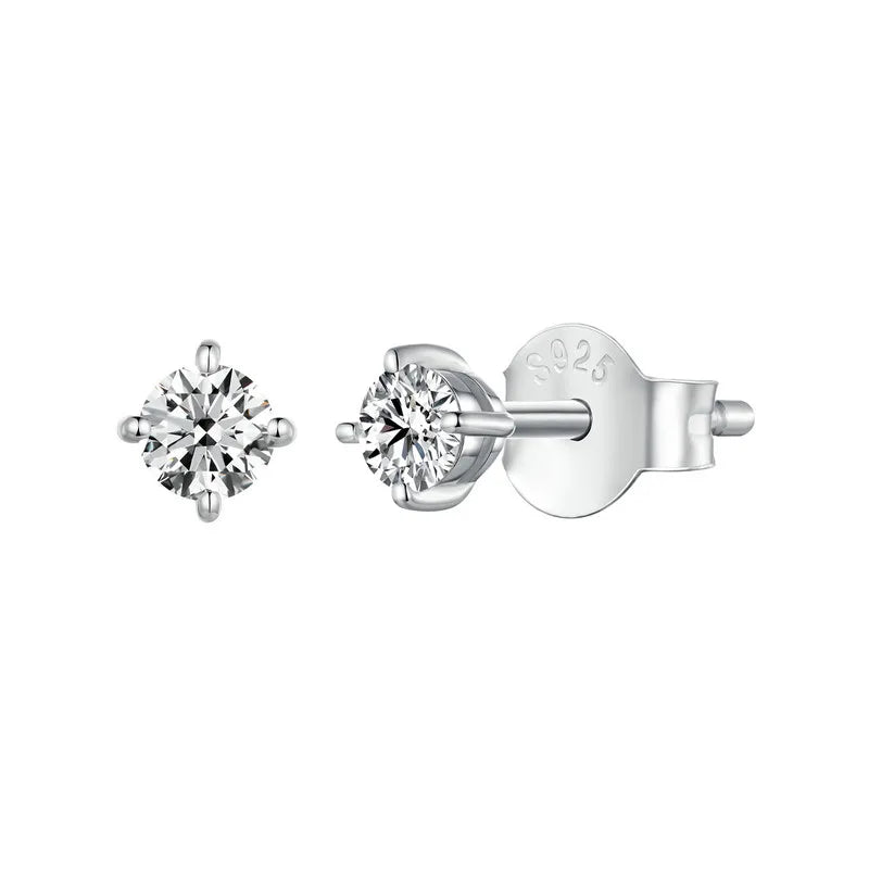 Bamoer U Moissanite Earrings Shinning 4 Prongs Ear Stud 925 Sterling Silver D Color for Women Wedding Anniversary Fine Jewelry