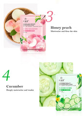 12 Pieces Blueberry Facial Masks Aloe Cucumber Peach Fresh Fruit Moisturizing Face Mask Sheets for Beauty Facial Skin Care