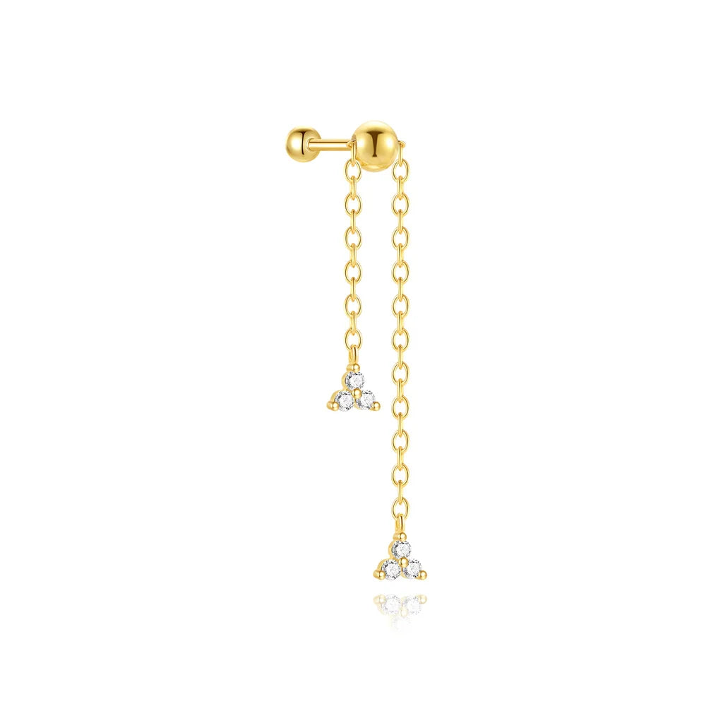 CANNER 1PC 925 Sterling Silver Horse Eye Chain Tassel Zircon Drop Earrings For Women Ins Minimalism Geometric Earrings Gift