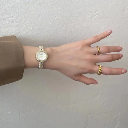 Pearl Studded Strap Women Watch Luxury Ladies Gift Bracelet Watch Fashion Quartz Wristwatches Dropshipping Relojes Para Mujer