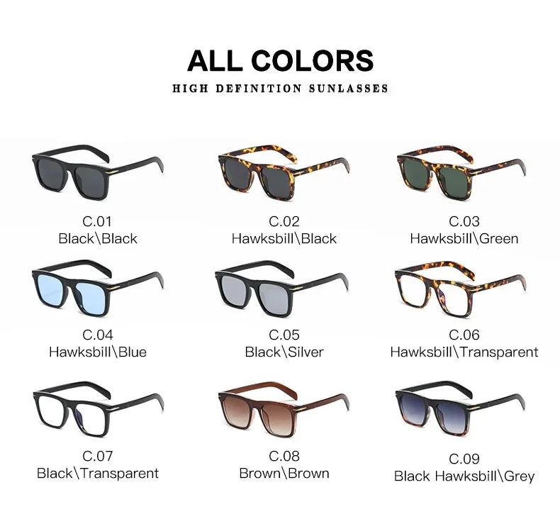 Vintage Square Sunglasses Men Anti-Blue Light Glasses Fashion Gradient Driving Shades Leopard Black Brand Oculos