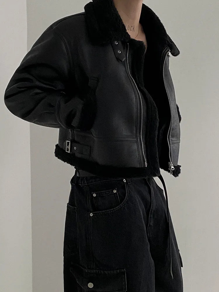 One-piece Cotton-padded Coat Men's Winter Korean-style Loose Suede Deer Jacket