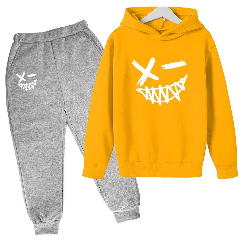Evil Smile Printed 2024 Baby Summer Clothes for Children From 1 to 12 Years Kids Clothes Boys Child Sets Suit for Girls Boy Set