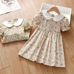 Little maven Baby Girls Floral Dress Summer Pretty Short Sleeves Frocks