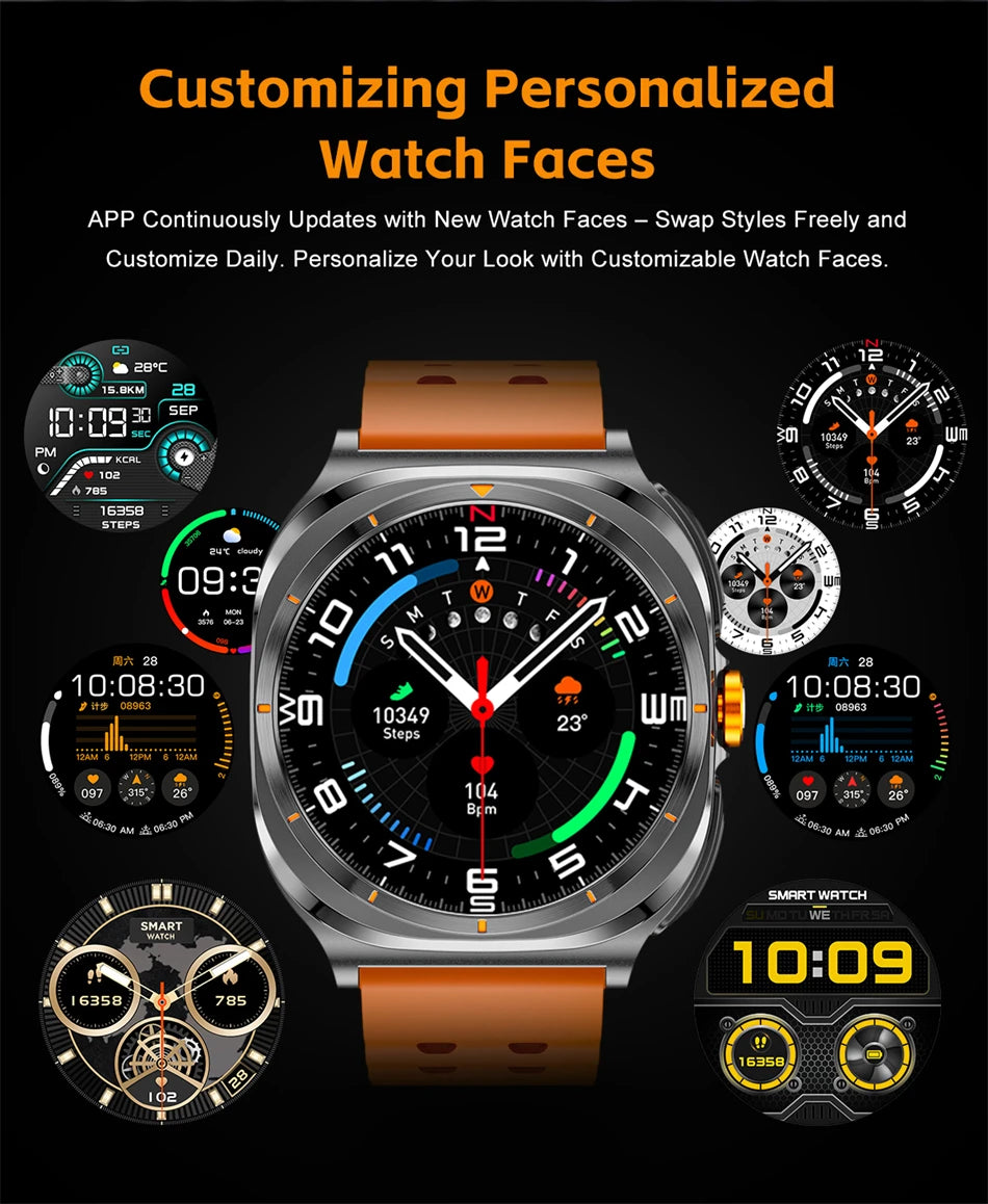 2025 New 6ATM Waterproof Smart Watch Men Outdoor SmartWatch GPS earphone Compass Heart rate LED  Bluetooth Call Sports Gift