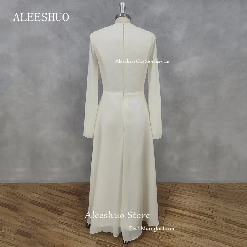 Homecoming Dresses: Solid color Long Sleeve Prom Dress