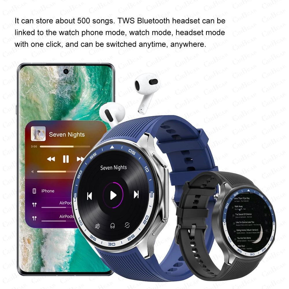 2025 New For OPPO Watch X Smart Watch 4GB Large Memory Music Video Player TWS Headphones AMOLED HD Business High-end Smartwatch