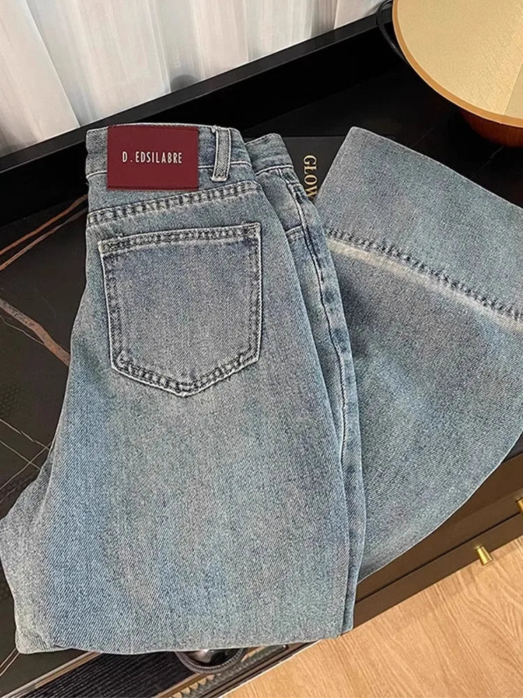 Plus Size 3XL 4XL Denim Pants For Women High Waist Fashion Loose Wide Leg
