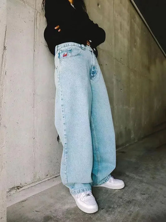 American Streetwear Big Boy Jeans Y2K Pants Cartoon Graphic Embroidery Baggy Jeans