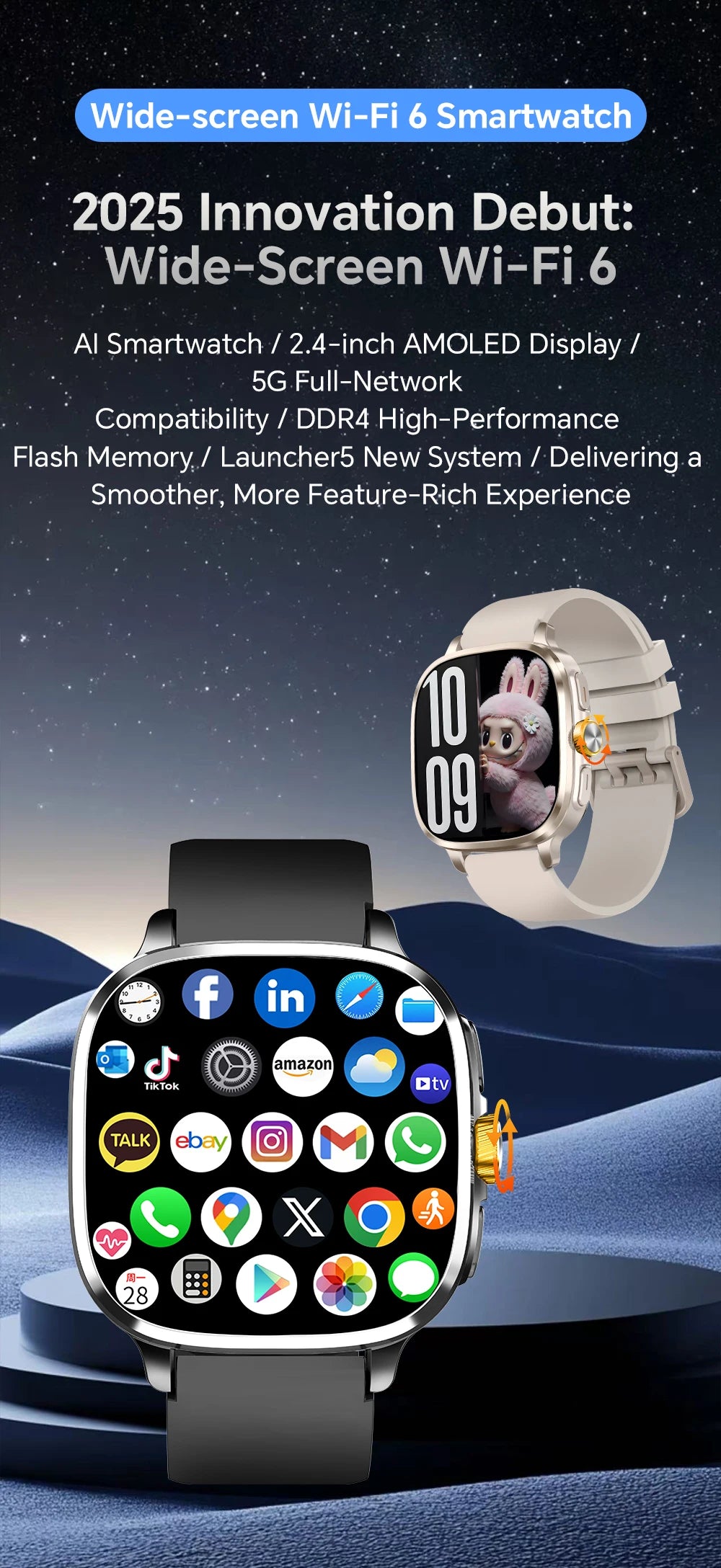 New Android 13.0 Cellular Version Smart Watch 5G LTE Smartwatch With 2.4inch Amoled Screen Sim Card Slot Google Play Store GPS