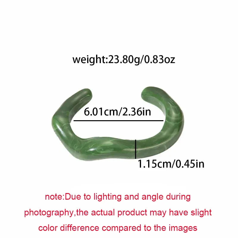 Fashion Unique Irregular Acrylic Cuff Bracelets for Women Simple Texture Multicolor Geometric Open Bangle Female Jewelry