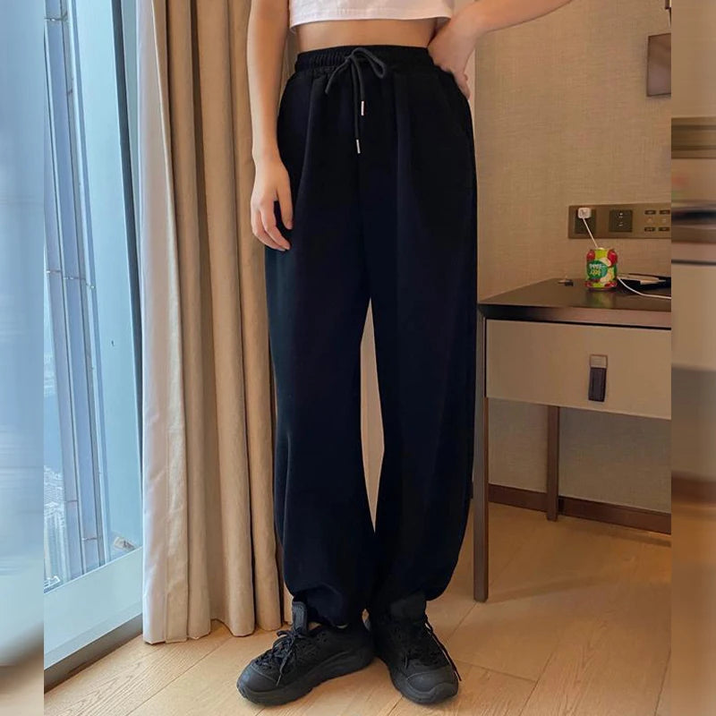 Fashion Korean Style Casual Straight Tube Loose Fit Sports Casual High Waist Loose