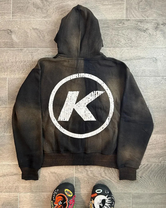 American High street vintage letter print hoodie men Y2K Goth Harajuku fashion street