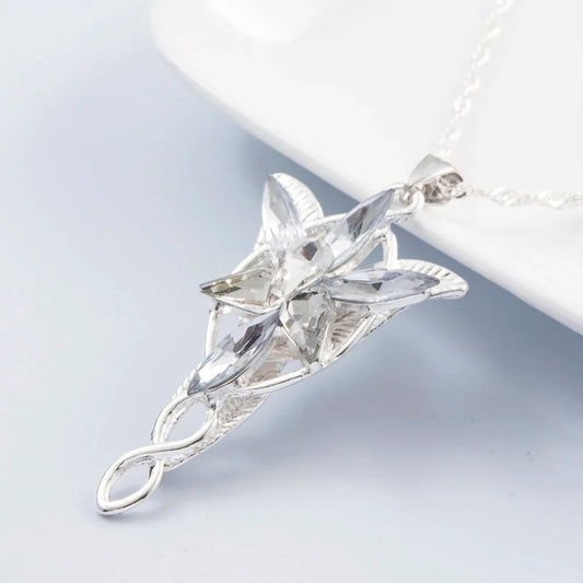 Arwen Evenstar Movie Necklace Silver Color Crystal Pendant Necklaces for Women Girl Party Jewelry Gift Jewelry