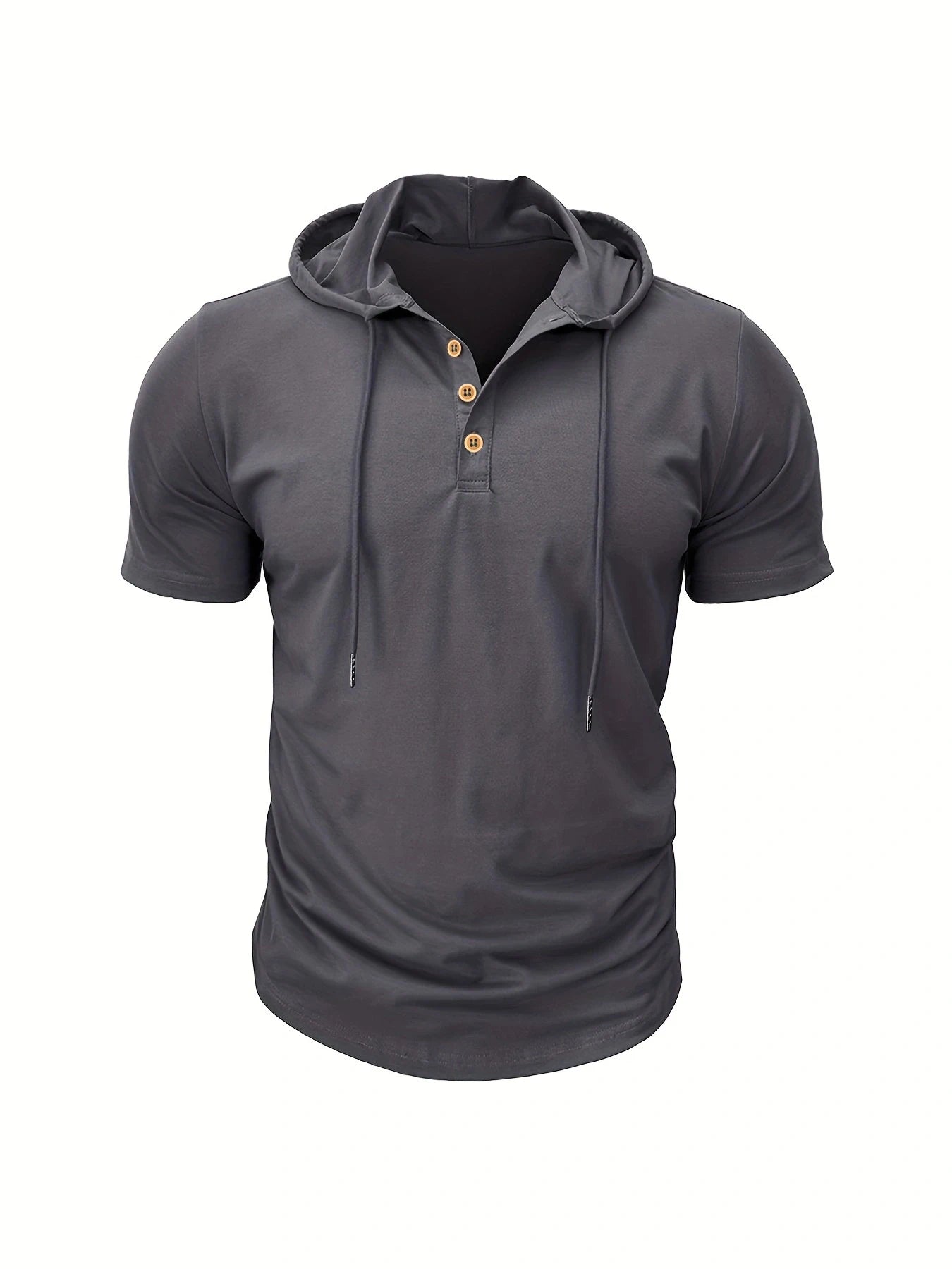 Men's Hooded Short-Sleeved Tees Summer Slim Fitness Quick Dry T-shirt Breathable Sports Tops for Male Bodybuilding