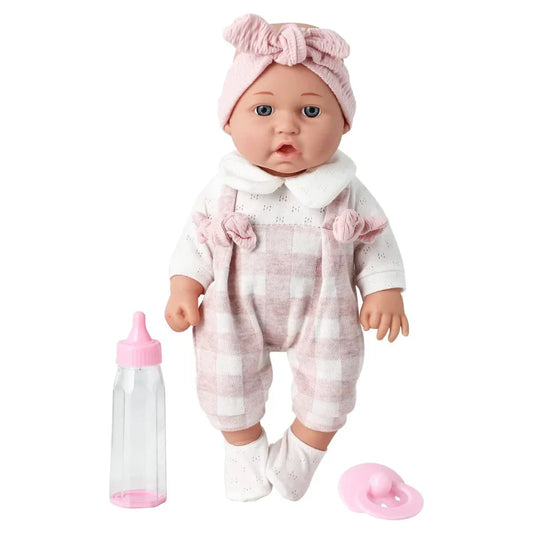 12inch Reborn Baby Dolls With Pink Cloths Pacifier Feeding Bottle Realistic Newborn Doll Vinyl Bebe Doll Toddler Children's Toy