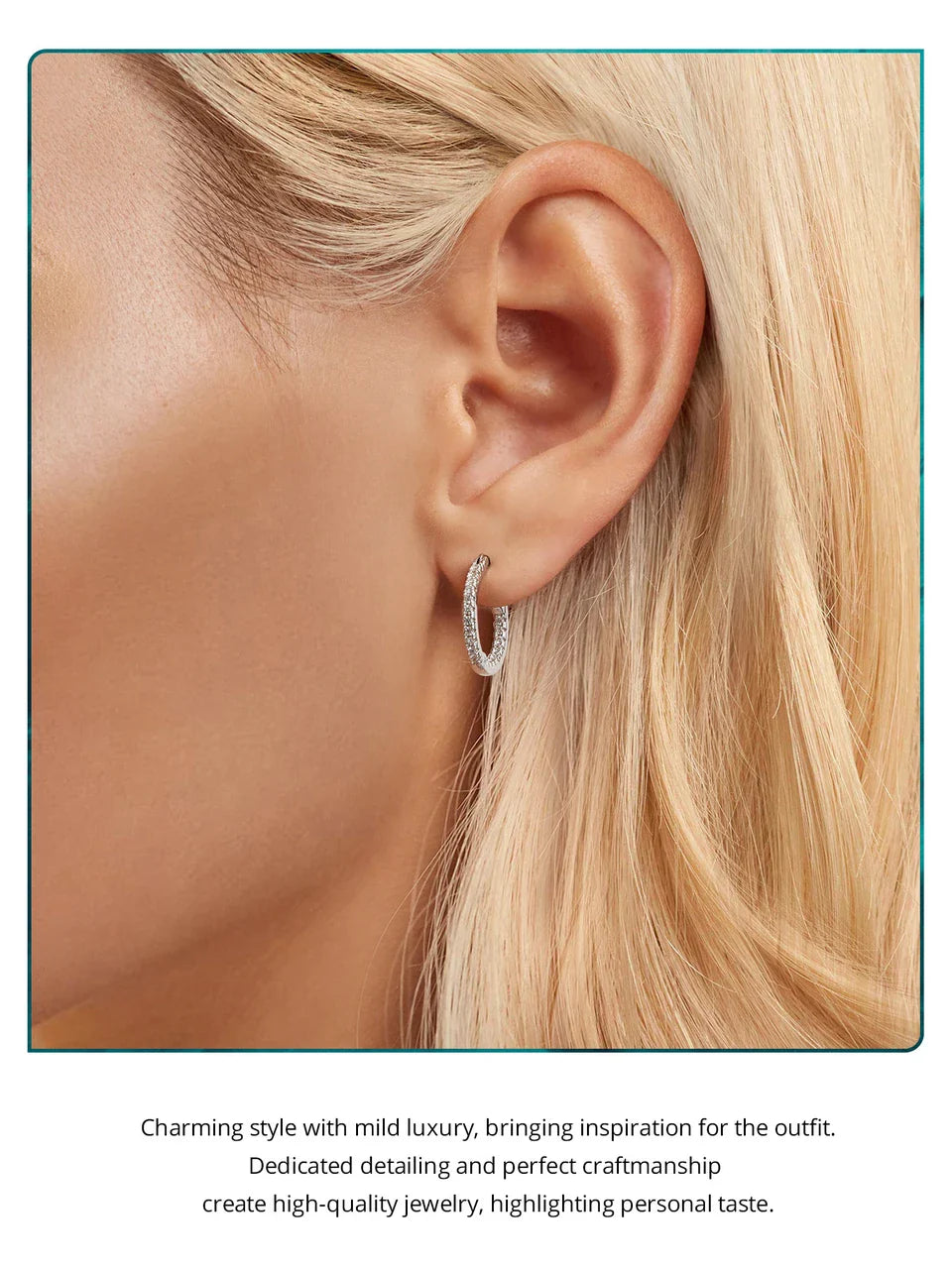 BAMOER 925 Sterling Silver Cubic Zirconia Hoop Earrings, White Gold Plated Lightweight Hypoallergenic Hoop Earrings for Women