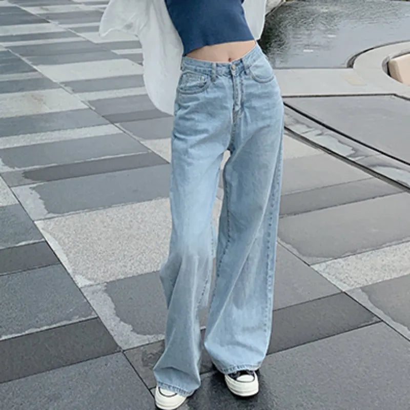 Autumn Spring Jeans Women Denim Pants Vintage Straight Trousers
