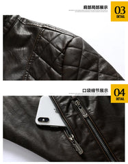 leather men plus fleece autumn and winter leather jacket wash men's coat