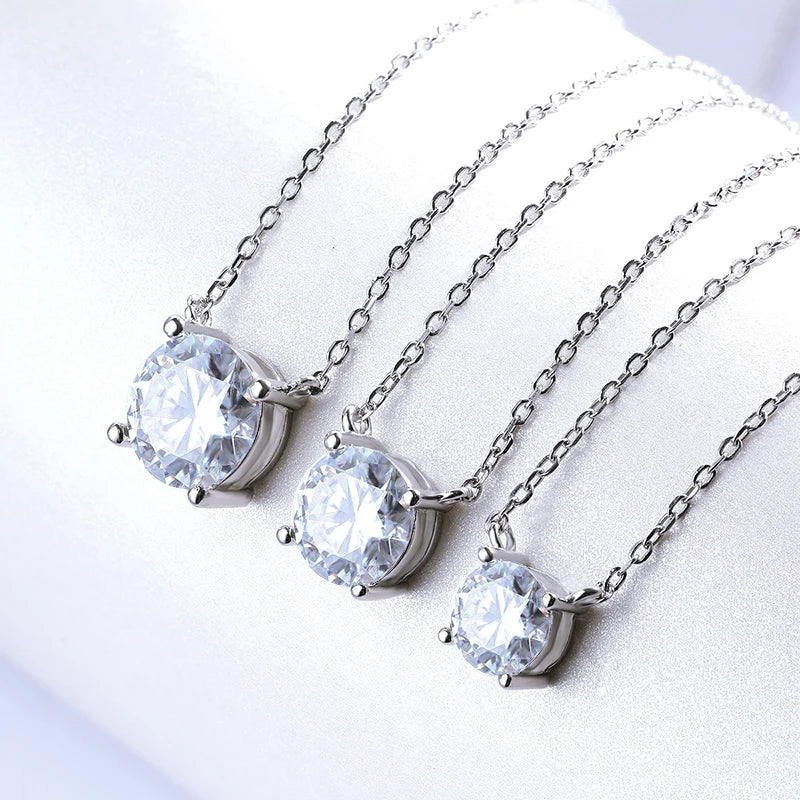 Smyoue White Gold Plated 1-10CT Moissanite Necklace for Women Classic Four Claws Pendant Wedding Jewelry 925 Sterling Silver