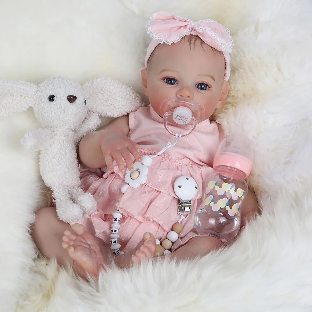 45cm Baby Reborn Doll Like Real Silicone Vinyl Full Body Girl Lifelike Painted Babies Realistic Newborn Dolls Toy Gifts For Kids