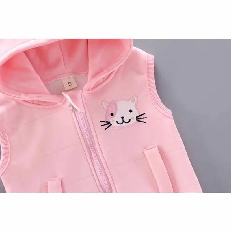 2024 Girls Padded Three Piece Children's Warm Cartoon Hooded Suit Autumn Winter Boys Fashion Casual Comfortable Sets 12M-5 Years